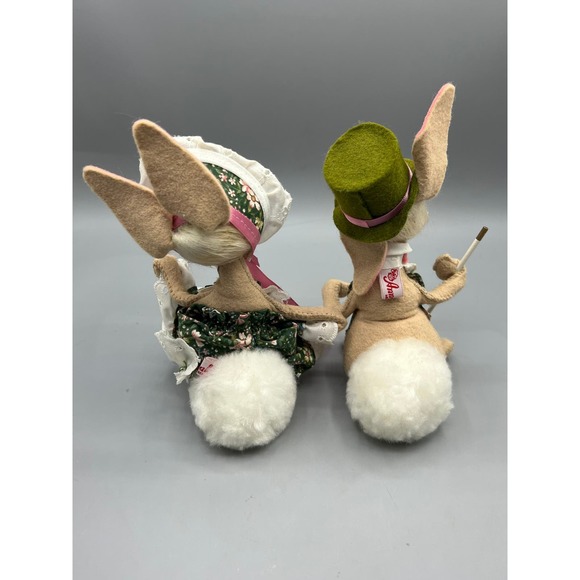 Annalee Easter Parade Posable Boy and Girl Bunny Rabbits 1998 - Picture 6 of 8
